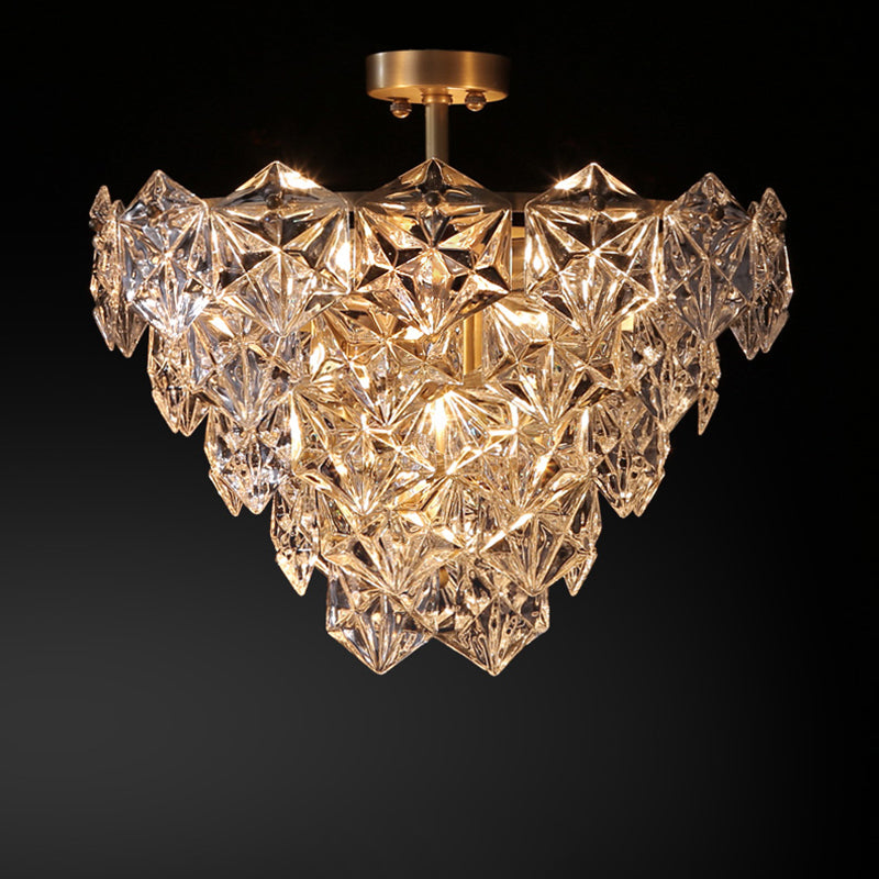 Elegant Brass and Crystal Snowflake Chandelier for Bedroom Lighting