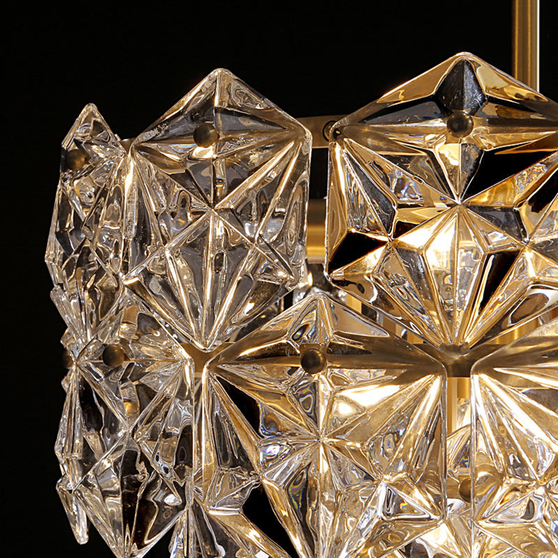 Elegant Brass and Crystal Snowflake Chandelier for Bedroom Lighting