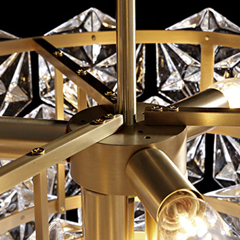 Elegant Brass and Crystal Snowflake Chandelier for Bedroom Lighting