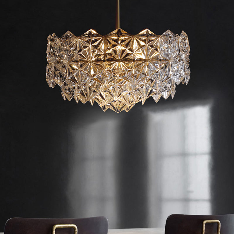 Elegant Brass and Crystal Snowflake Chandelier for Bedroom Lighting