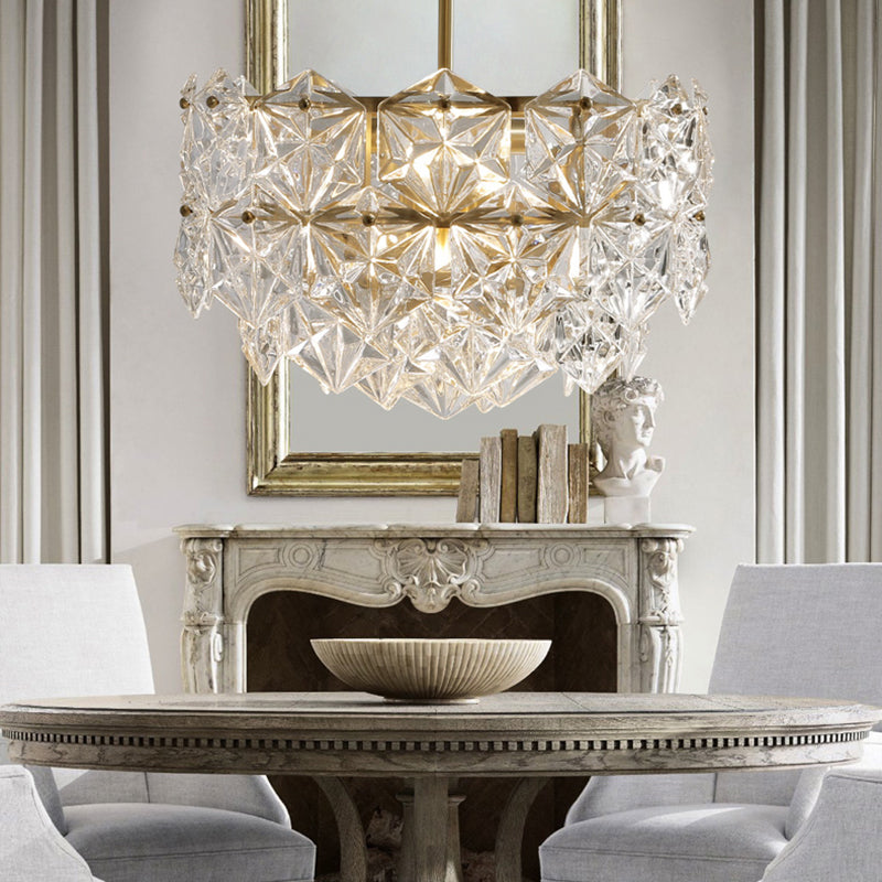 Elegant Brass and Crystal Snowflake Chandelier for Bedroom Lighting