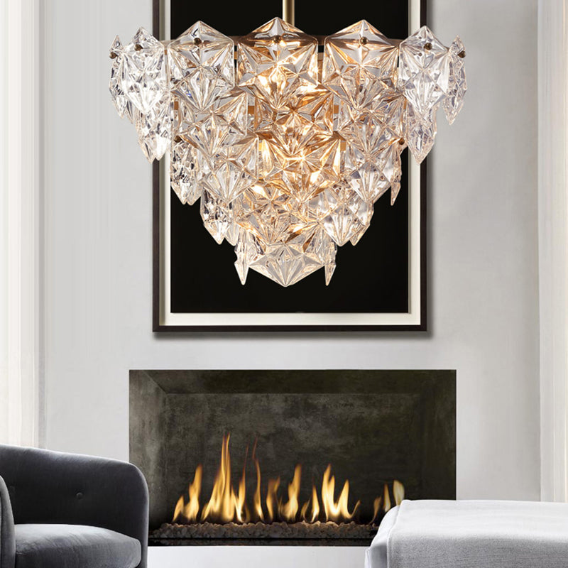 Elegant Brass and Crystal Snowflake Chandelier for Bedroom Lighting