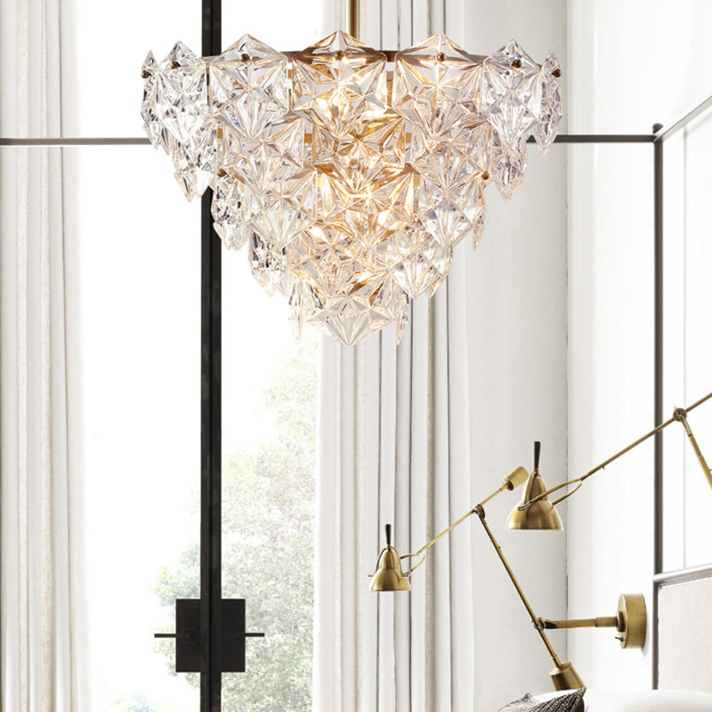 Elegant Brass and Crystal Snowflake Chandelier for Bedroom Lighting