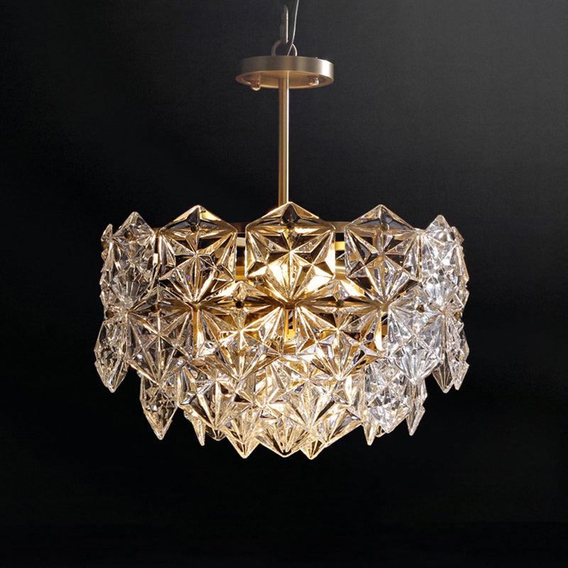 Elegant Brass and Crystal Snowflake Chandelier for Bedroom Lighting