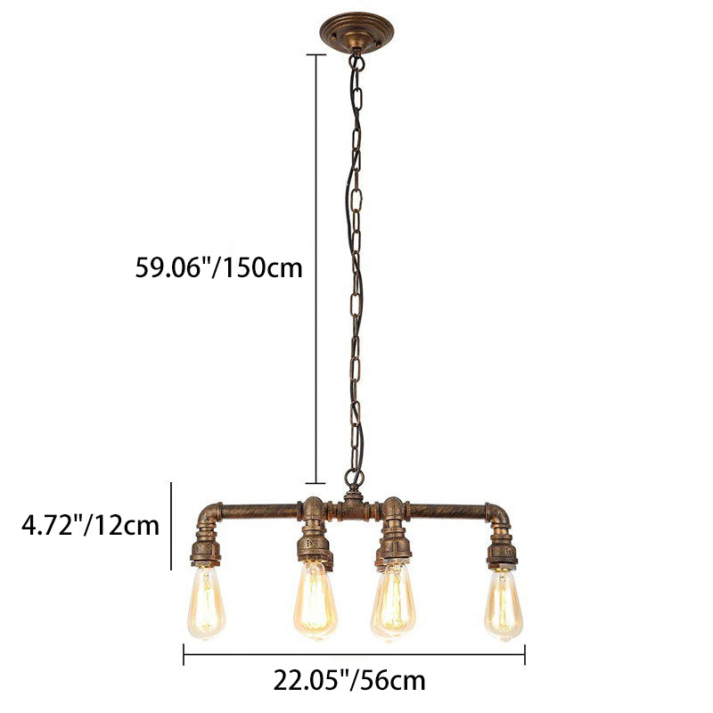 Industrial Black Iron 6-Light Water Pipe Chandelier for Dining Room