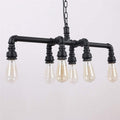 Industrial Black Iron 6-Light Water Pipe Chandelier for Dining Room
