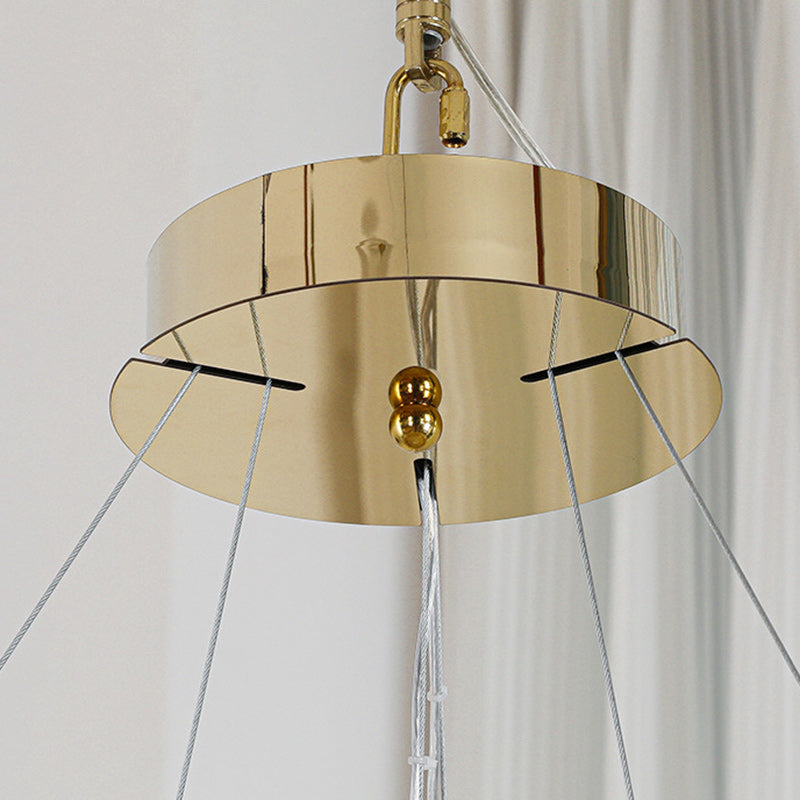 Elegant Frosted Glass Flower Petal Chandeliers in Iron & Stainless Steel for Living Room