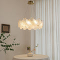 Elegant Frosted Glass Flower Petal Chandeliers in Iron & Stainless Steel for Living Room