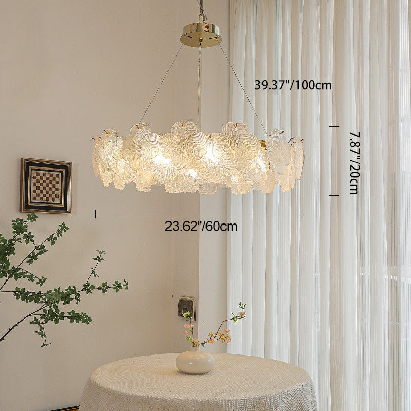 Elegant Frosted Glass Flower Petal Chandeliers in Iron & Stainless Steel for Living Room