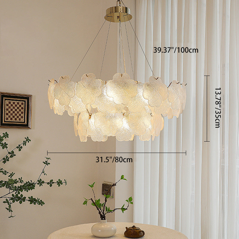 Elegant Frosted Glass Flower Petal Chandeliers in Iron & Stainless Steel for Living Room