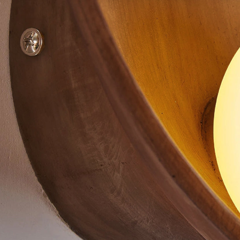 Contemporary Black Round Iron Resin Wall Sconce Light for Entryway
