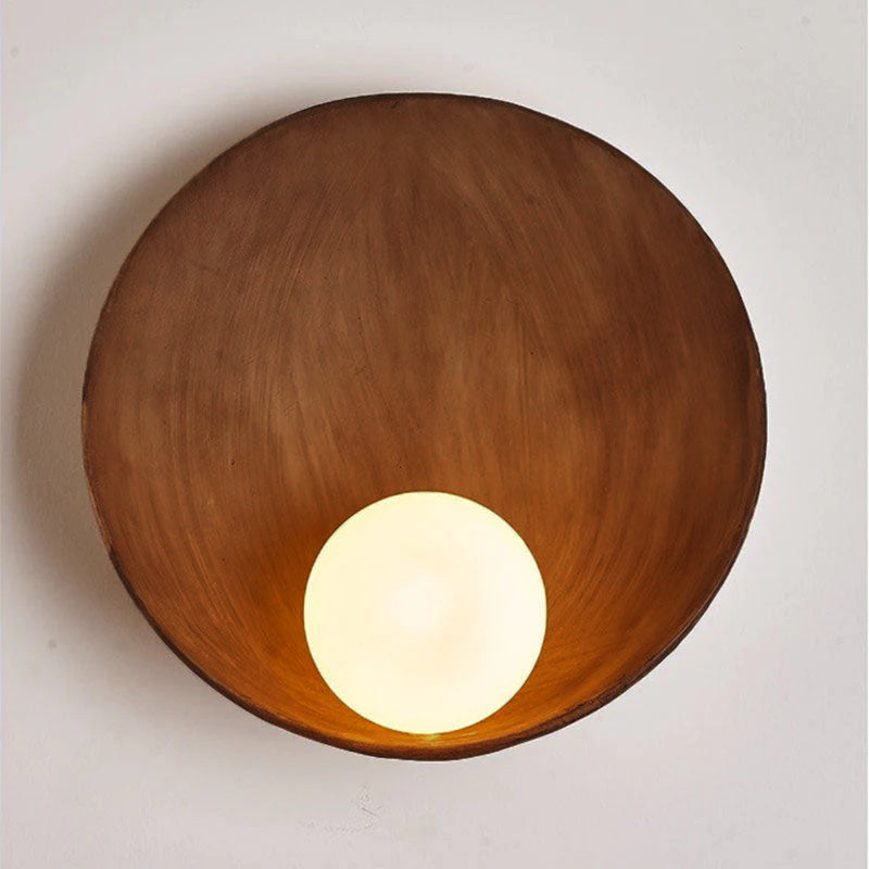 Contemporary Black Round Iron Resin Wall Sconce Light for Entryway