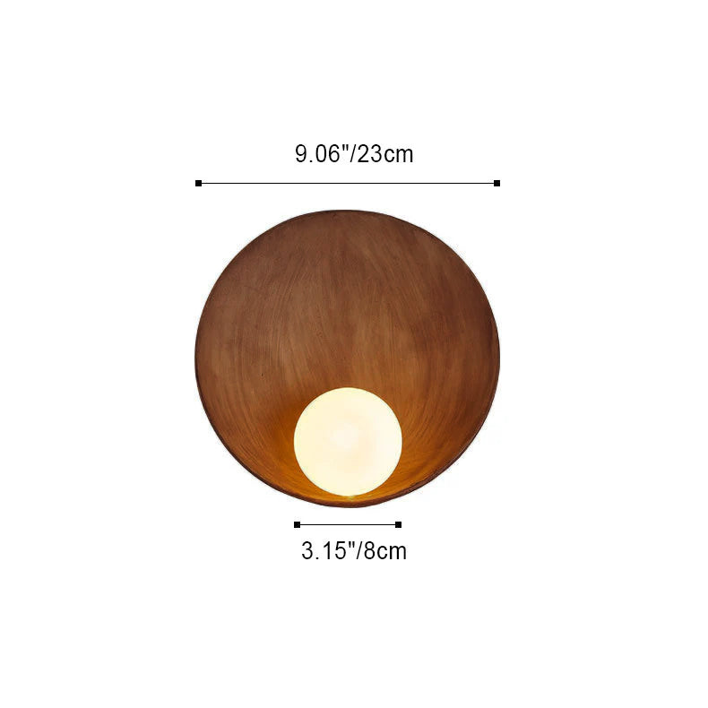 Contemporary Black Round Iron Resin Wall Sconce Light for Entryway