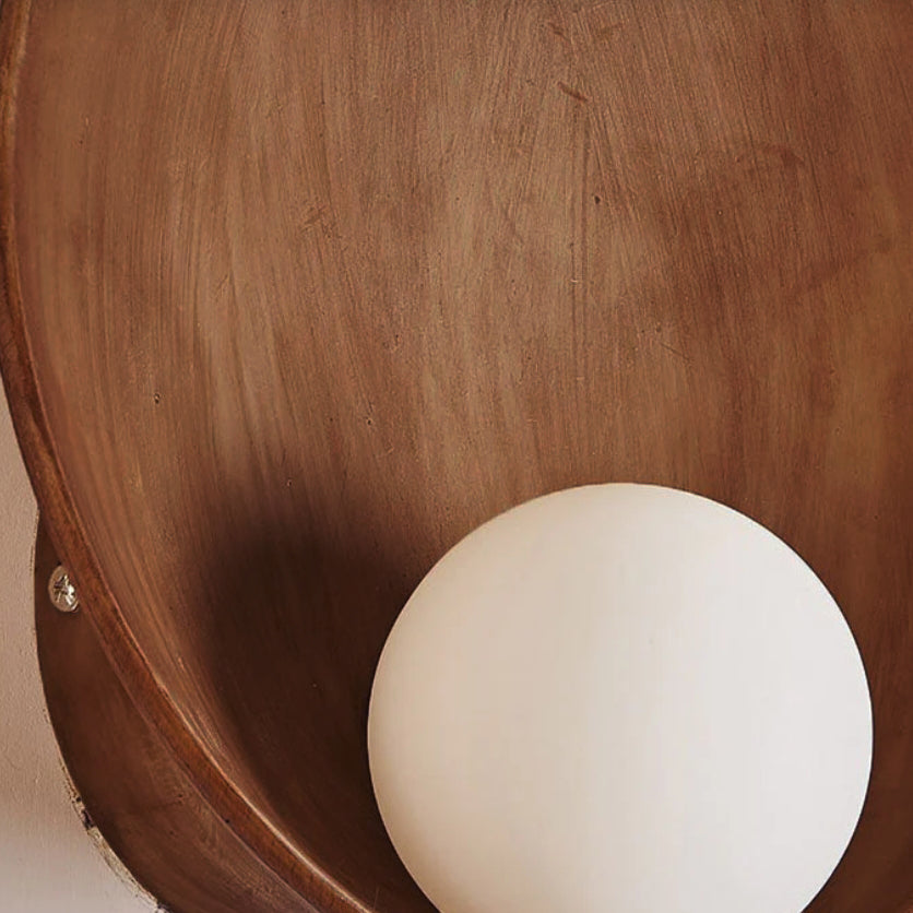 Contemporary Black Round Iron Resin Wall Sconce Light for Entryway