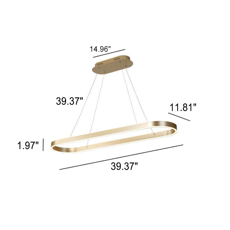 Sleek Oval Aluminum LED Chandelier - Modern Minimalist Fixture for Living Room