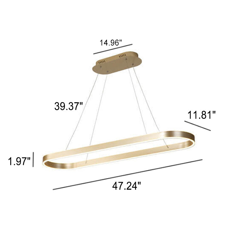 Sleek Oval Aluminum LED Chandelier - Modern Minimalist Fixture for Living Room