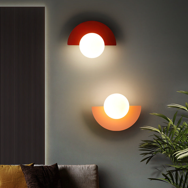 Colorful Glass Semi-Circle Wall Sconce Lamp for Modern Living Spaces