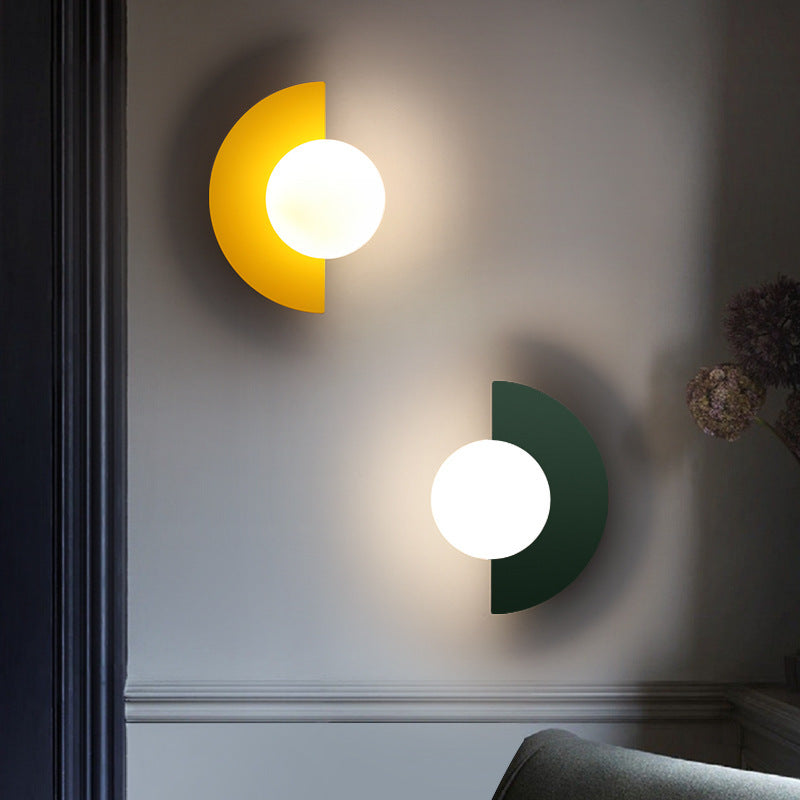 Colorful Glass Semi-Circle Wall Sconce Lamp for Modern Living Spaces