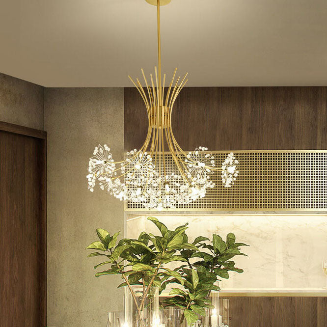 Elegant Crystal Dandelion Chandelier Light Fixture for Dining Room
