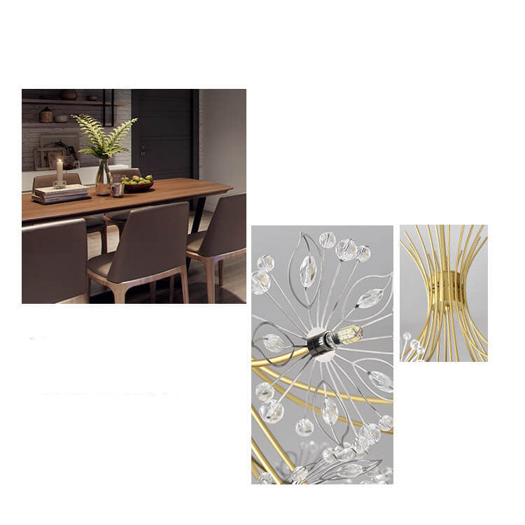 Elegant Crystal Dandelion Chandelier Light Fixture for Dining Room