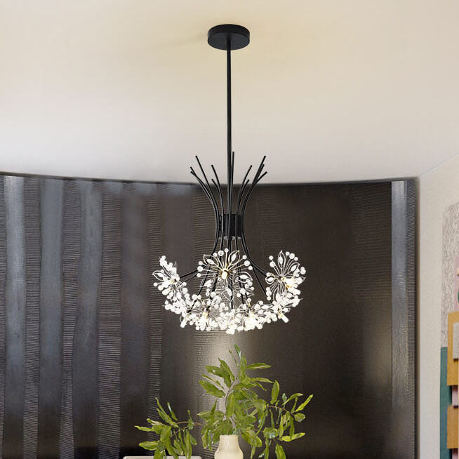 Elegant Crystal Dandelion Chandelier Light Fixture for Dining Room