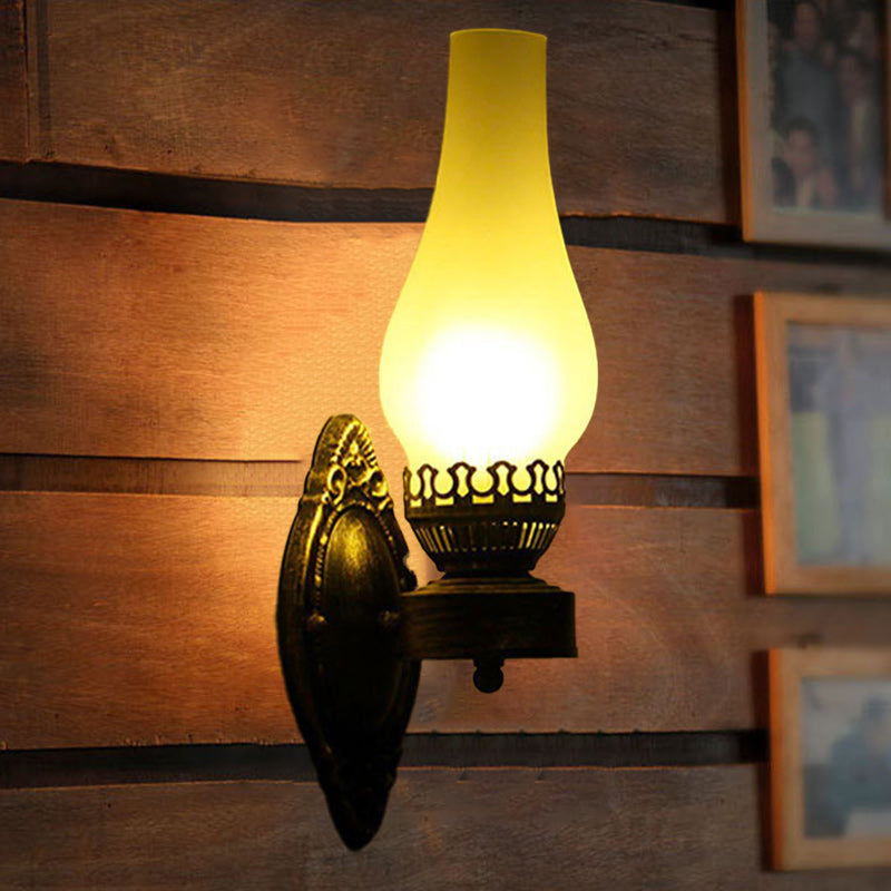 Vintage Industrial Black Metal Kerosene Wall Sconce Light for Hallway