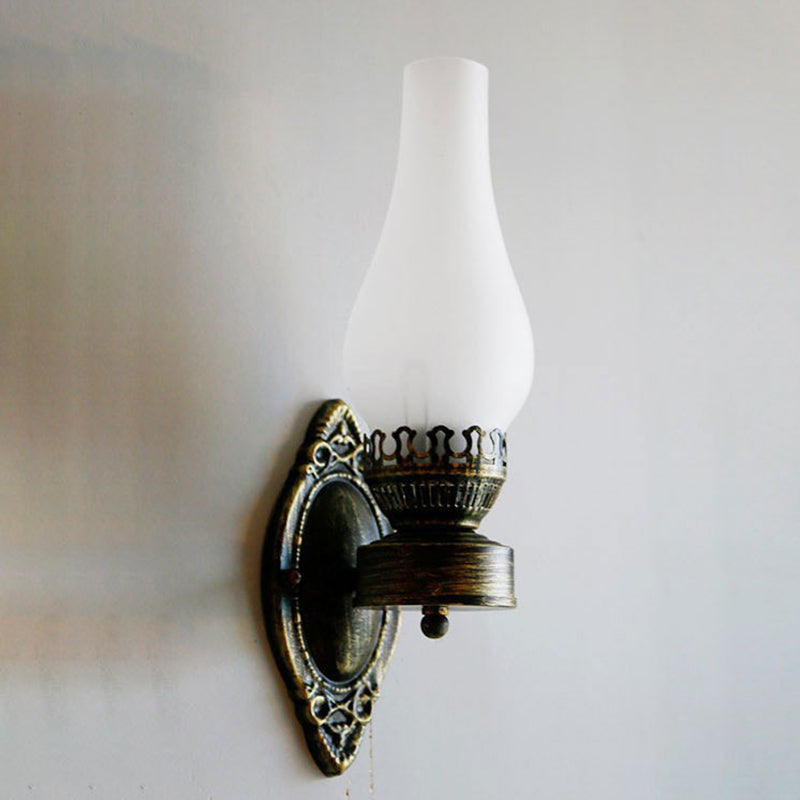 Vintage Industrial Black Metal Kerosene Wall Sconce Light for Hallway