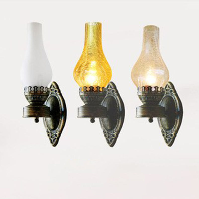 Vintage Industrial Black Metal Kerosene Wall Sconce Light for Hallway