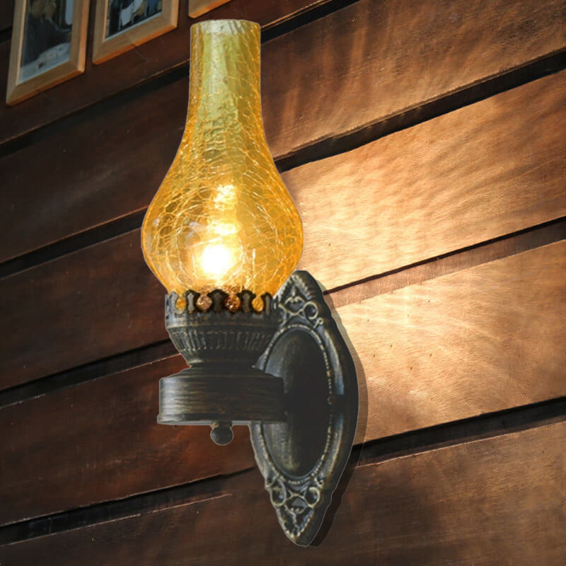 Vintage Industrial Black Metal Kerosene Wall Sconce Light for Hallway