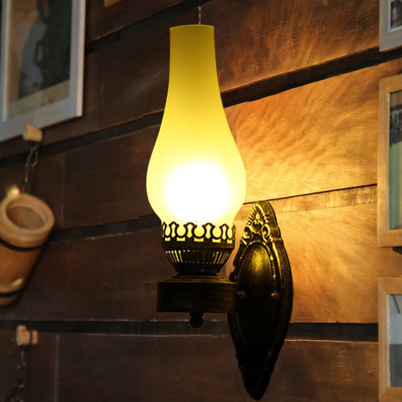 Vintage Industrial Black Metal Kerosene Wall Sconce Light for Hallway