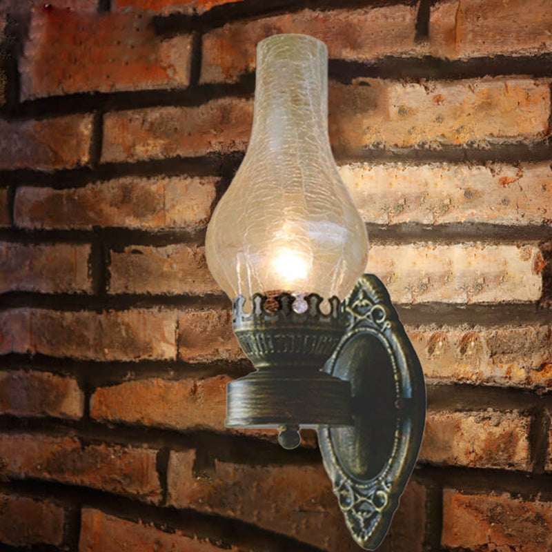 Vintage Industrial Black Metal Kerosene Wall Sconce Light for Hallway