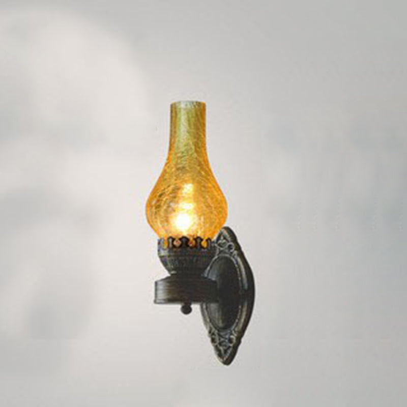 Vintage Industrial Black Metal Kerosene Wall Sconce Light for Hallway
