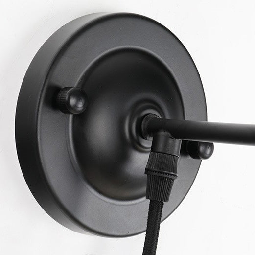 Rustic Vintage Black Wrought Iron Pulley Wall Sconce Light for Bedroom