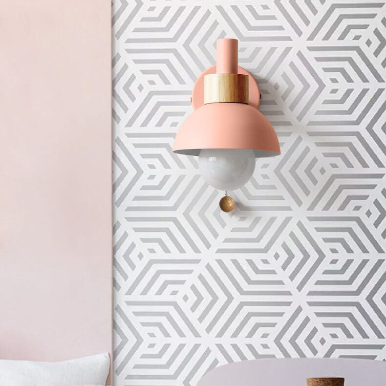 Nordic Style Macaron 1-Light Wall Sconce Lamp in Pastel Colors for Hallway
