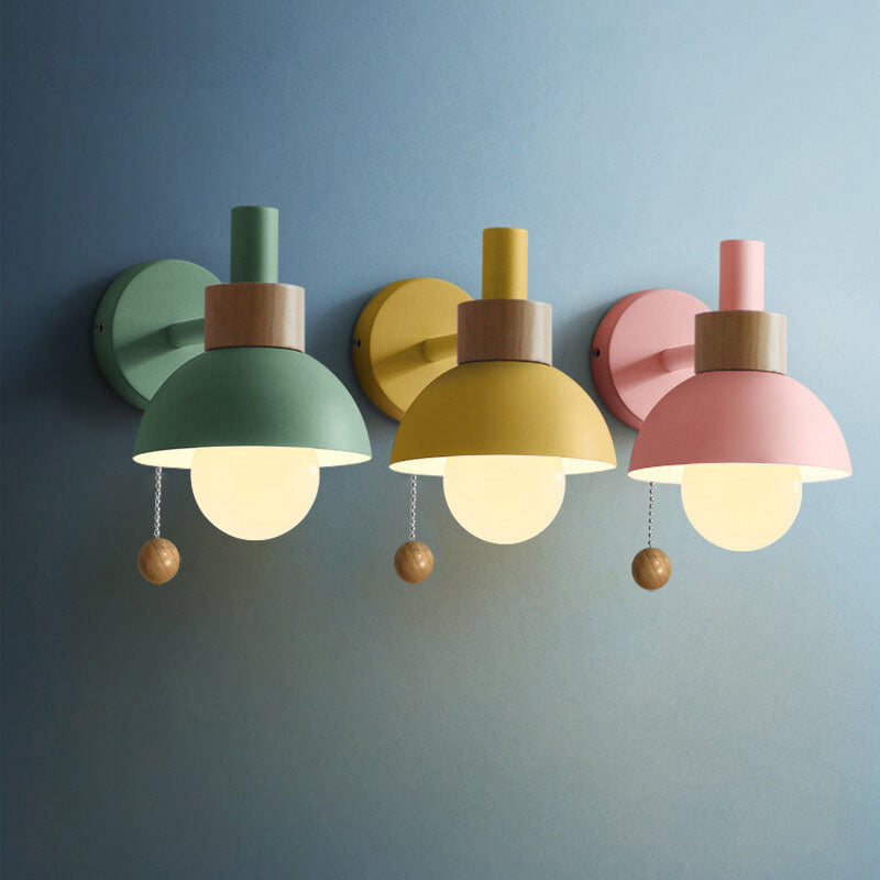 Nordic Style Macaron 1-Light Wall Sconce Lamp in Pastel Colors for Hallway