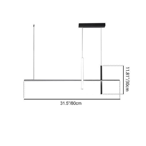 Sleek Black Modern Minimalist Long Line LED Chandelier for Dining Room