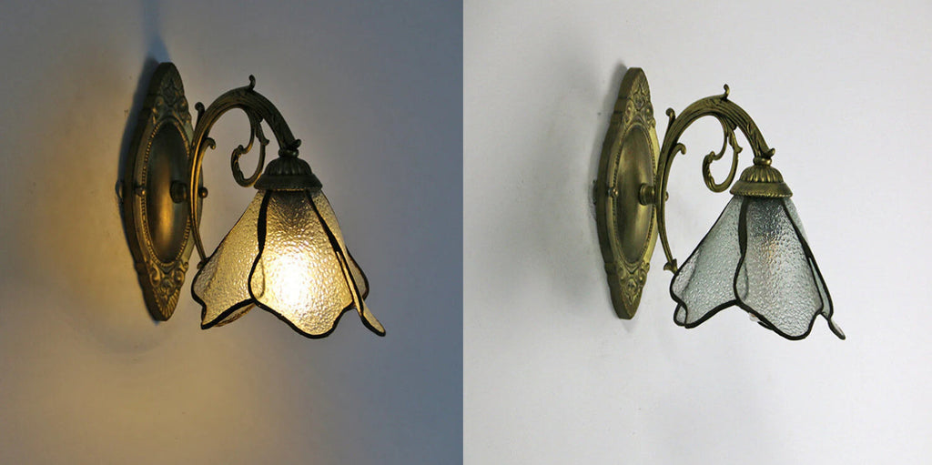 Antique Tiffany Style Stained Glass 1-Light Wall Sconce for Living Room