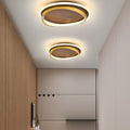 Nordic Walnut Grain LED Flush Mount Light for Modern Living Spaces