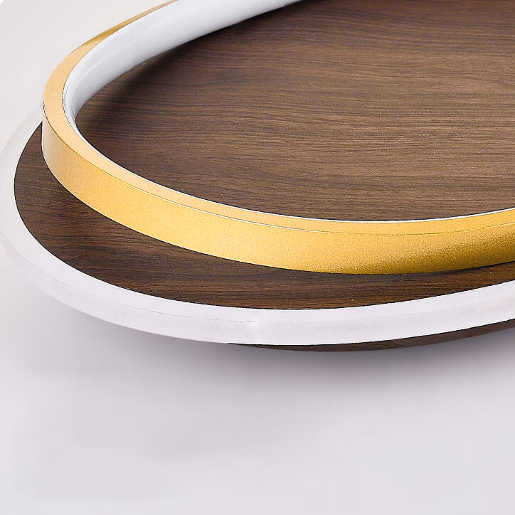 Nordic Walnut Grain LED Flush Mount Light for Modern Living Spaces