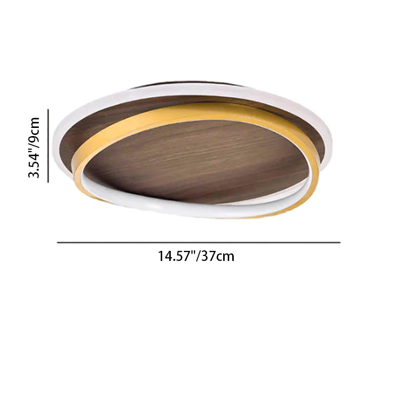 Nordic Walnut Grain LED Flush Mount Light for Modern Living Spaces