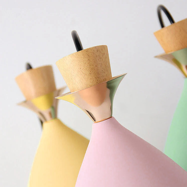 Nordic Iron Cone Chandelier - 1/3 Light Macaron Color Pendant for Dining Room