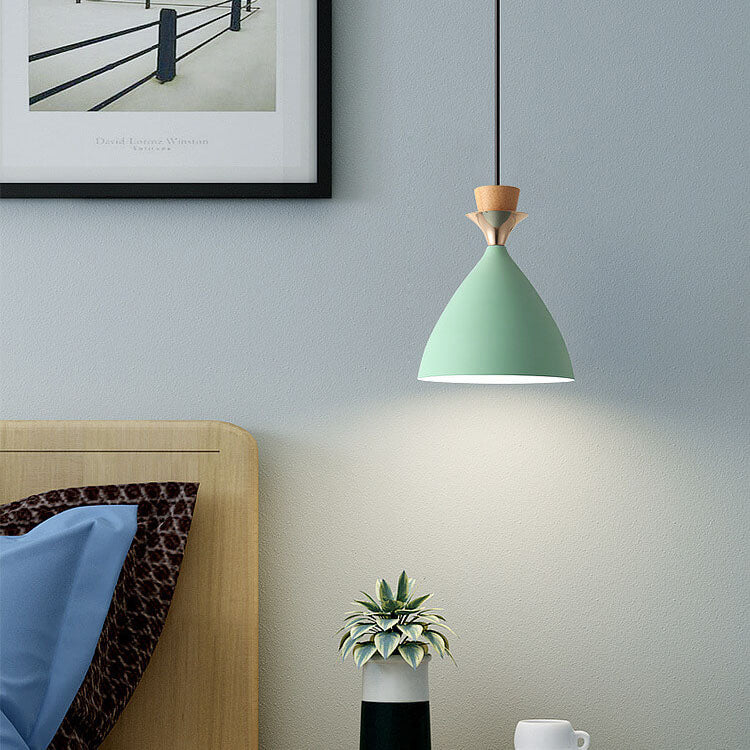 Nordic Iron Cone Chandelier - 1/3 Light Macaron Color Pendant for Dining Room