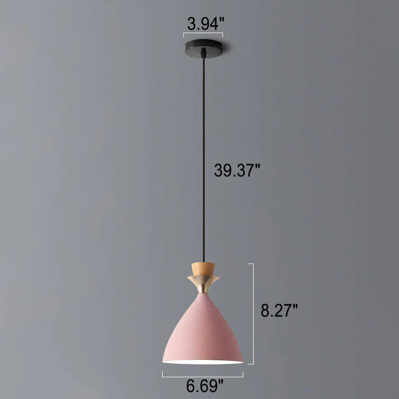 Nordic Iron Cone Chandelier - 1/3 Light Macaron Color Pendant for Dining Room