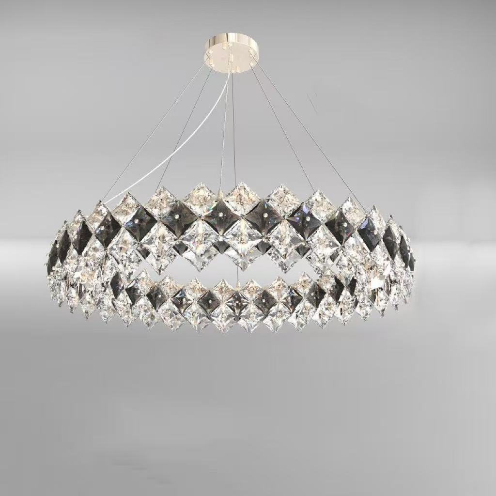 Modern Crystal Circular Chandelier with Plated Hardware for Living Room