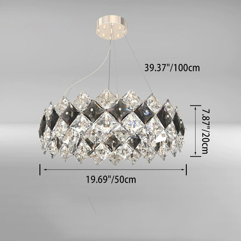 Modern Crystal Circular Chandelier with Plated Hardware for Living Room