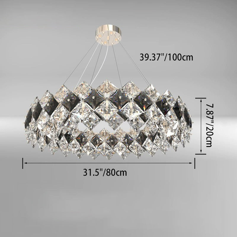 Modern Crystal Circular Chandelier with Plated Hardware for Living Room