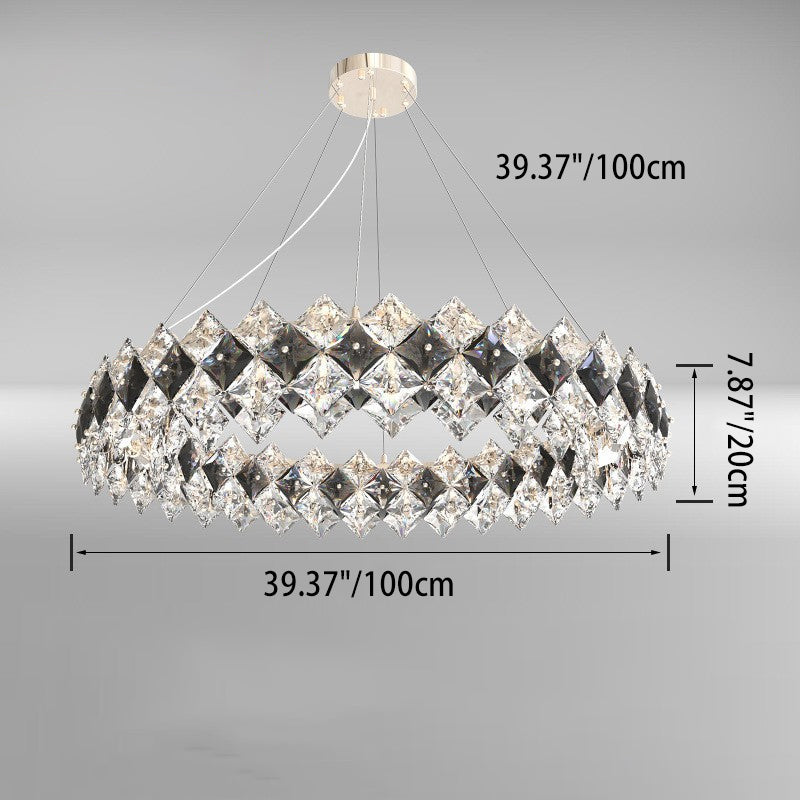 Modern Crystal Circular Chandelier with Plated Hardware for Living Room