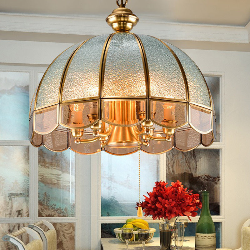 Art Deco Copper Mosaic Glass Chandelier for Dining Room Lighting