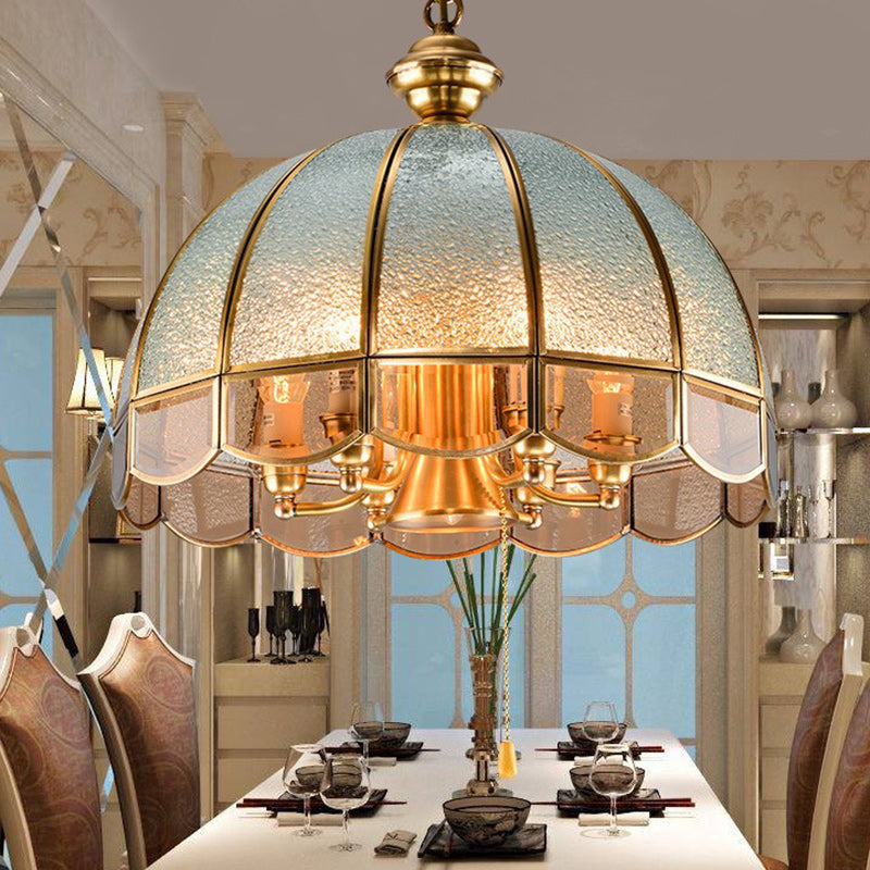 Art Deco Copper Mosaic Glass Chandelier for Dining Room Lighting