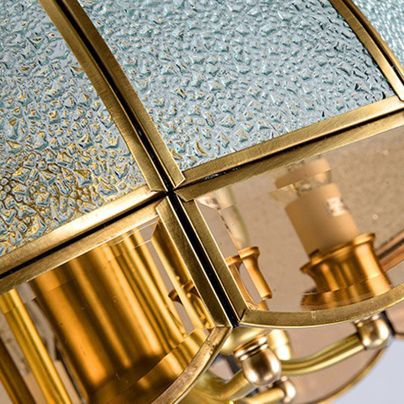 Art Deco Copper Mosaic Glass Chandelier for Dining Room Lighting